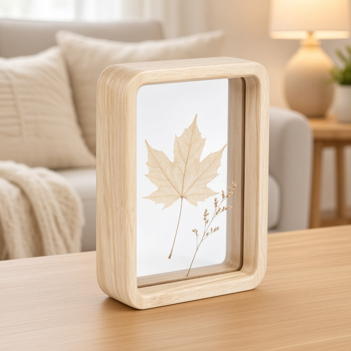 Wooden Floating Frame for Pressed Leaves | Glass Specimen Display Case