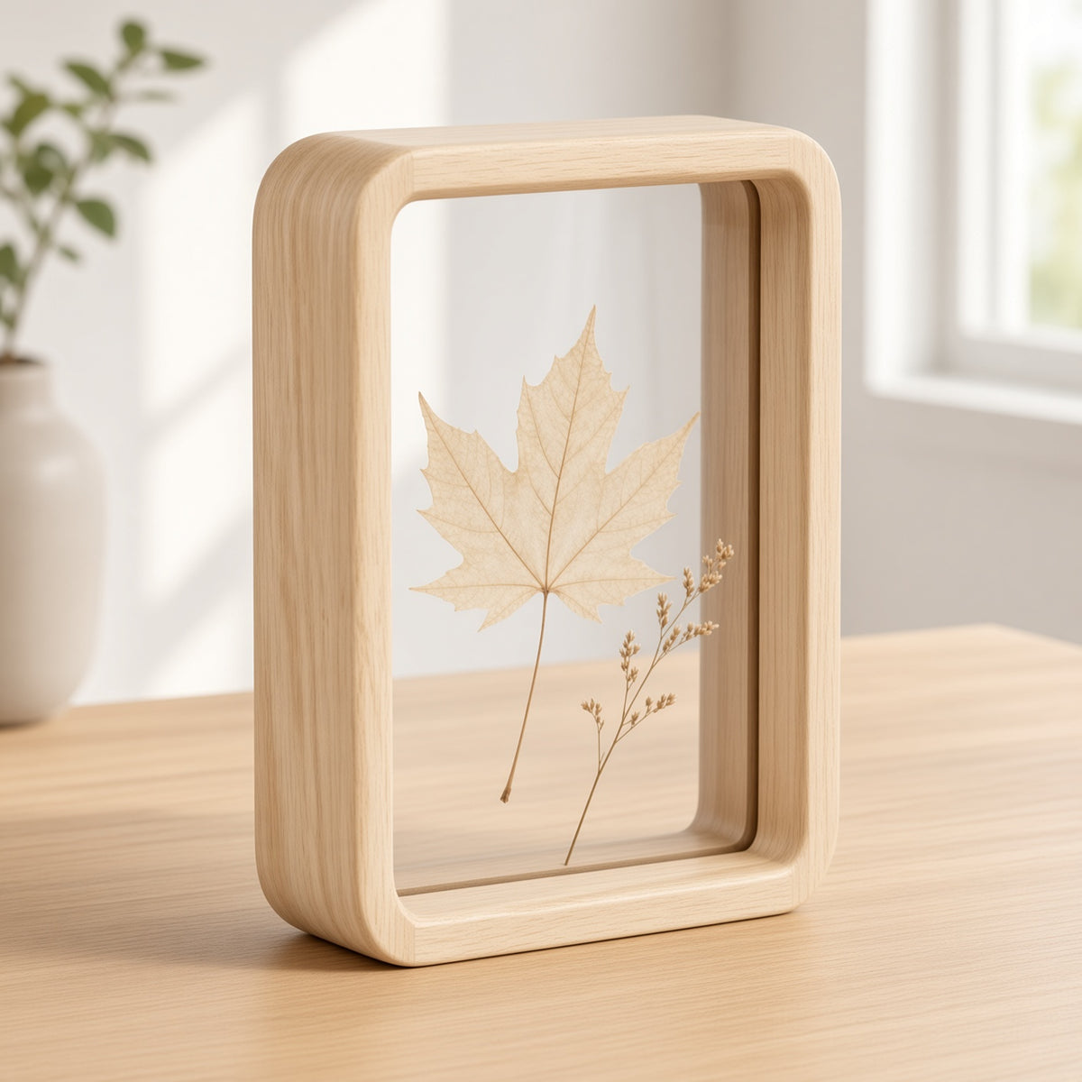 Wooden Floating Frame for Pressed Leaves | Glass Specimen Display Case