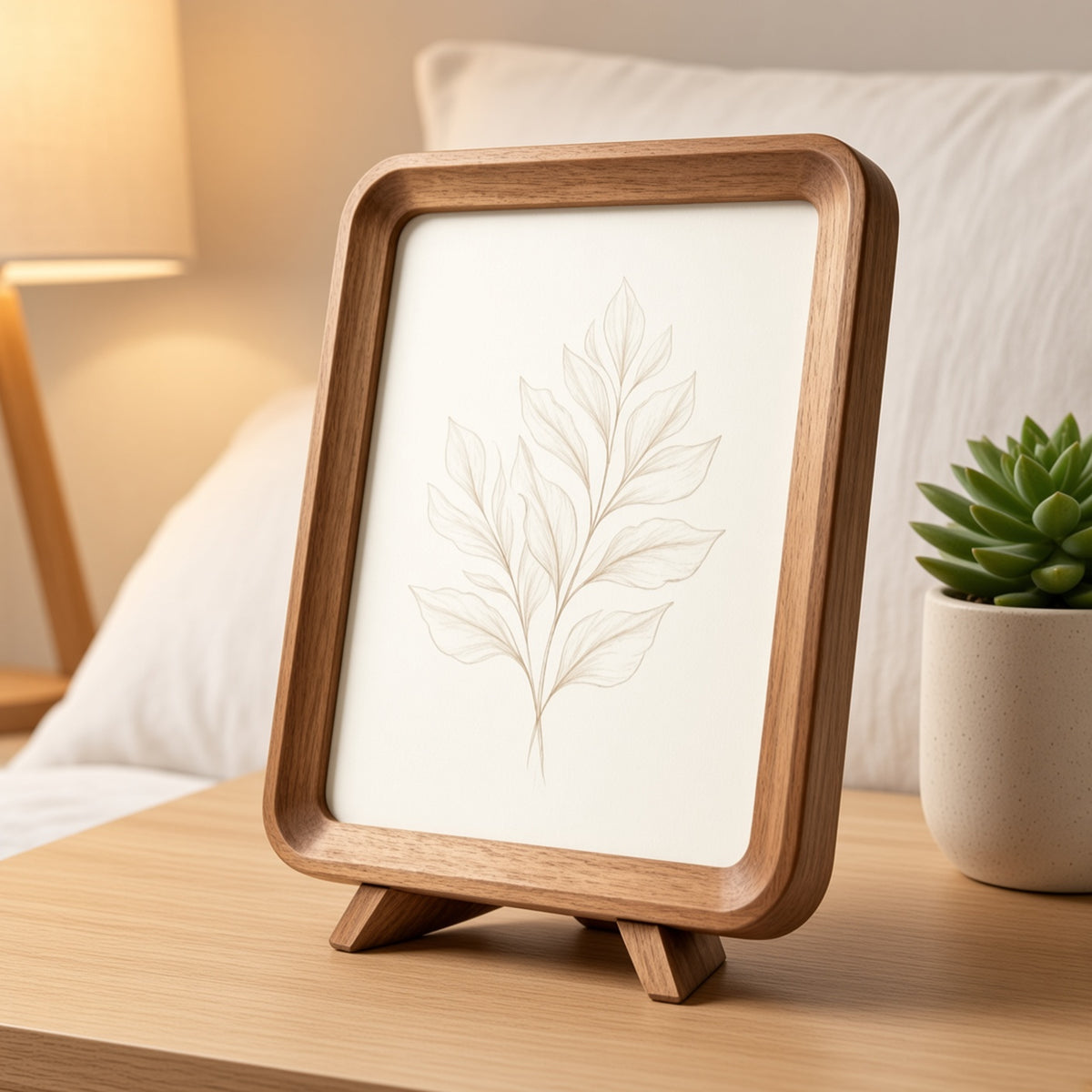Wooden Photo Frame with Rounded Corners | Minimalist Desktop Picture Frame