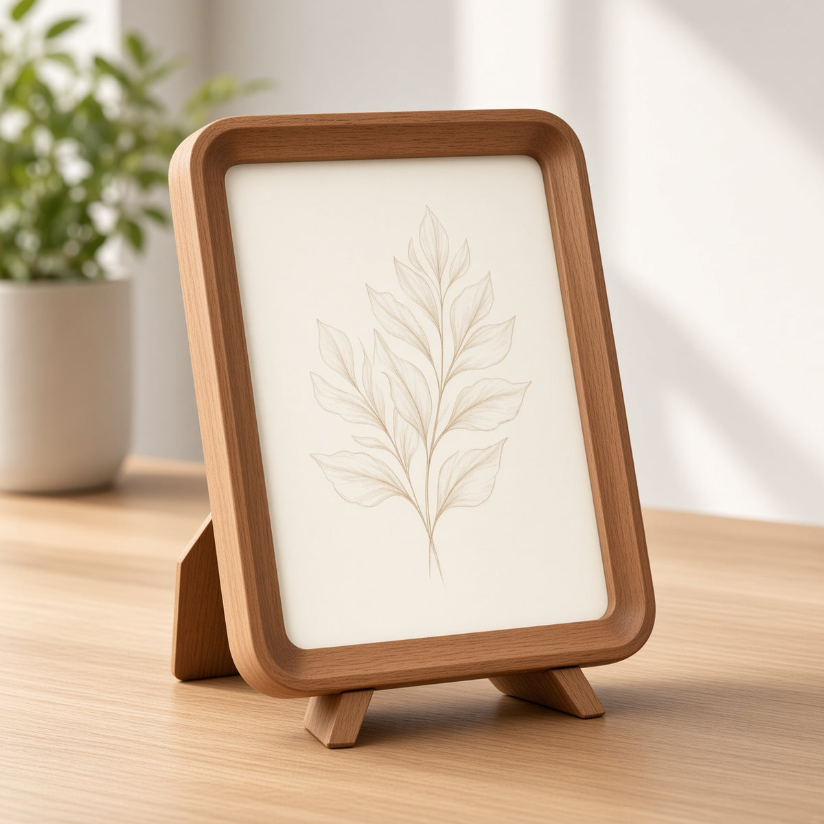 Wooden Photo Frame with Rounded Corners | Minimalist Desktop Picture Frame