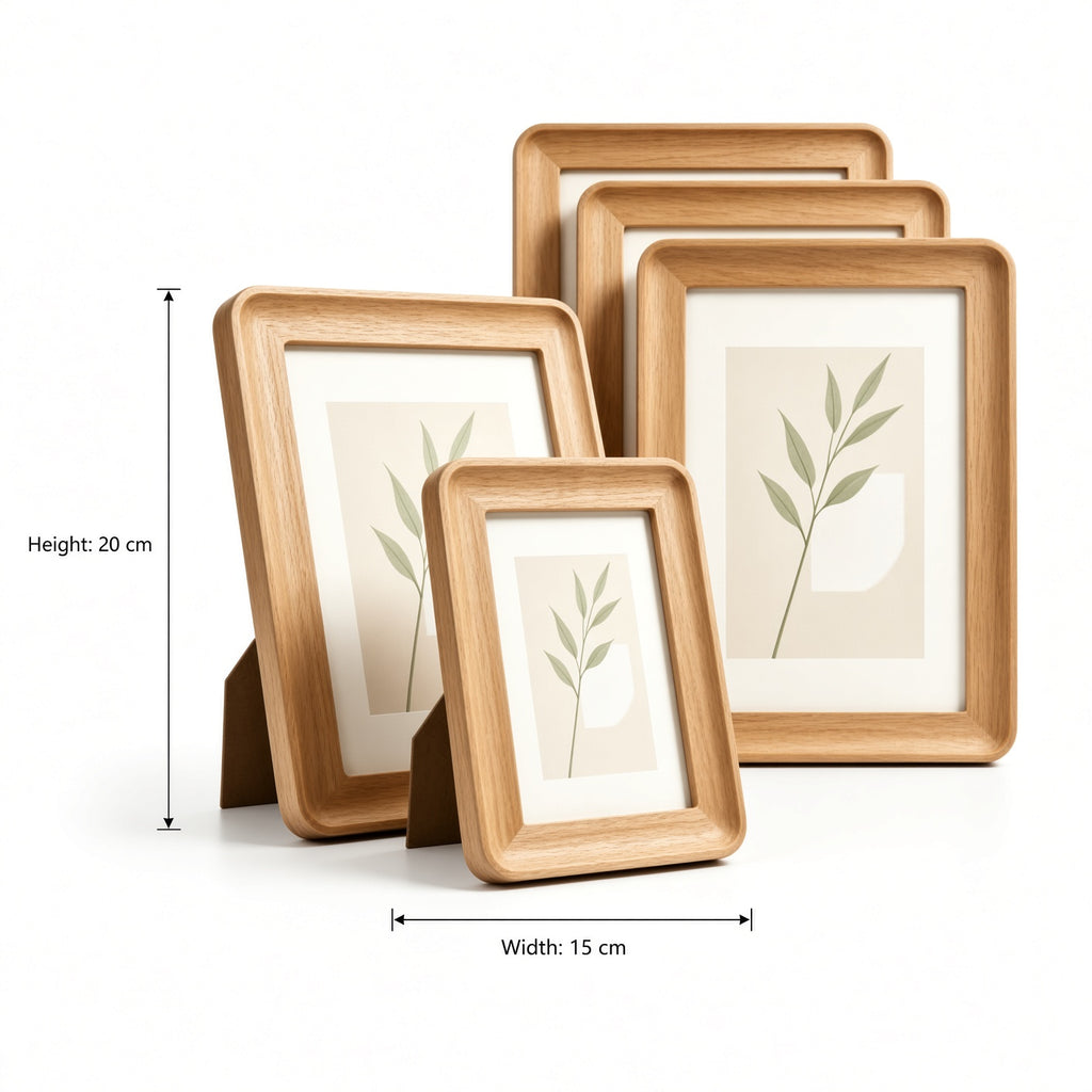 Set of 4 Wooden Photo Frames 10x15 cm | Light Oak Picture Frames