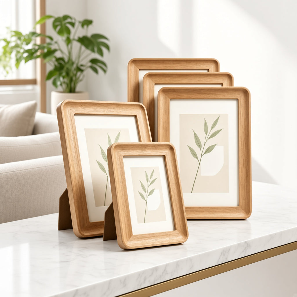 Set of 4 Wooden Photo Frames 10x15 cm | Light Oak Picture Frames
