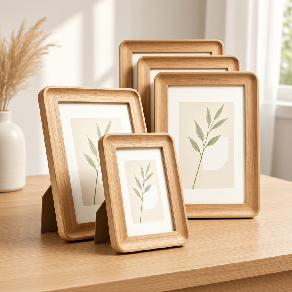 Set of 4 Wooden Photo Frames 10x15 cm | Light Oak Picture Frames