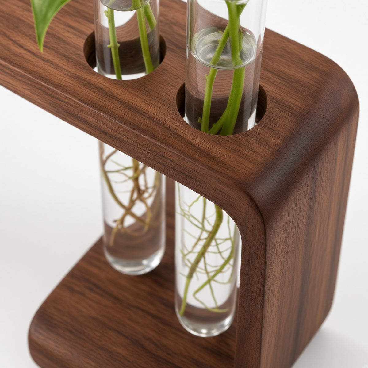 Wooden Test Tube Plant Propagation Station | 5-Tube Hydroponic Vase