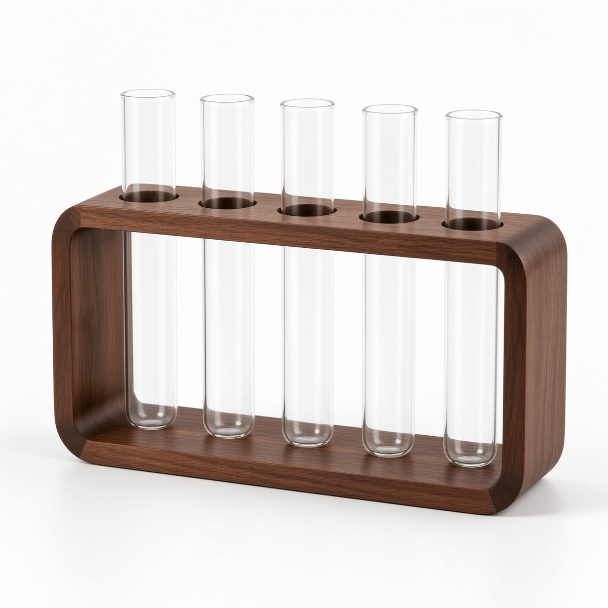 Wooden Test Tube Plant Propagation Station | 5-Tube Hydroponic Vase