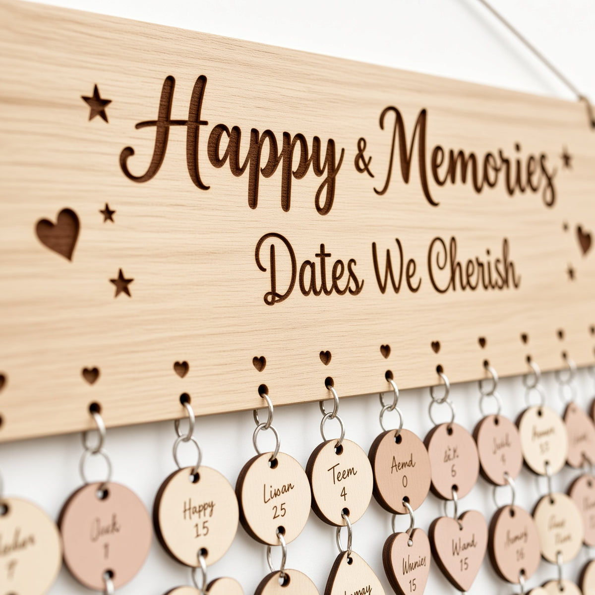 Wooden Family Memory Board ¨C Happy & Memories Dates We Cherish