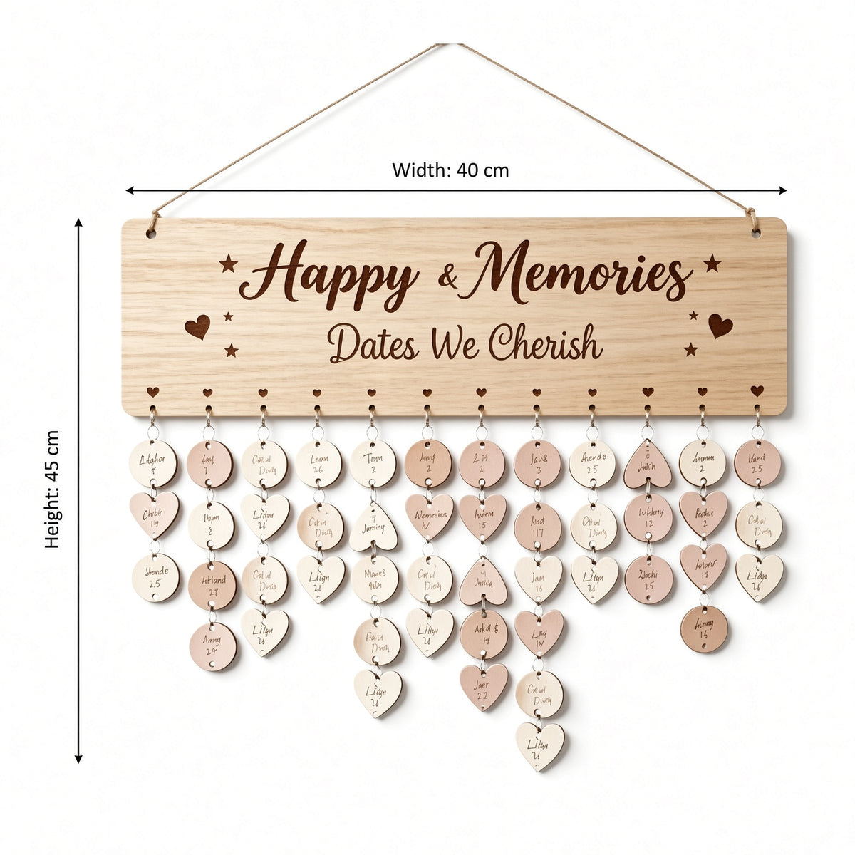 Wooden Family Memory Board ¨C Happy & Memories Dates We Cherish