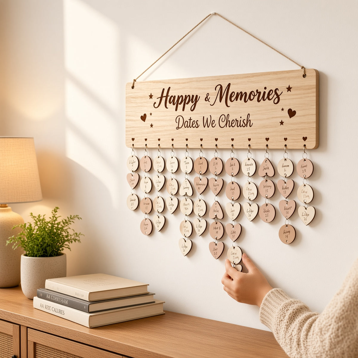 Wooden Family Memory Board ¨C Happy & Memories Dates We Cherish