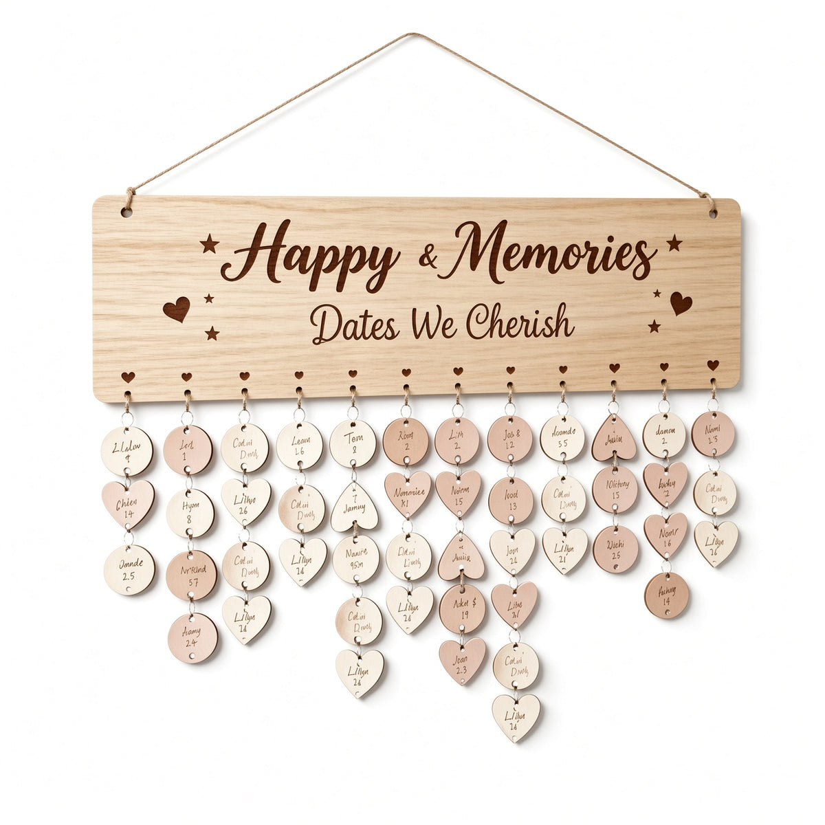 Wooden Family Memory Board ¨C Happy & Memories Dates We Cherish