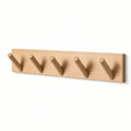 Wooden Wall Peg Rack with 5 Cylindrical Hooks | Light Oak Coat Hanger